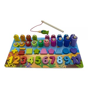 تخته آموزشی مونته سوری لگاریتمی چوبی به همراه ماهیگیری مدل 6 در 1_اسباب بازی علمی